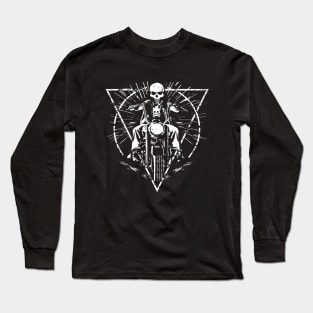 Skull Ride Vintage Motorcycle Long Sleeve T-Shirt